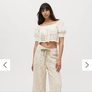 URBAN OUTFITTERS Dakota Eyelet Cropped Blouse